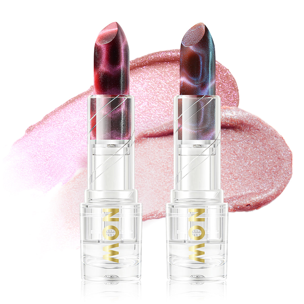 Imakeupnow - Shimmer Lip Balm 2Pcs - Amethyst+Rose Quartz