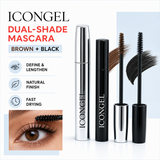 ICONGEL Mascara Set, Black & Brown Dual Shade Volumizing Lengthening Mascara, Long Lasting Smudge Resistant Lash Makeup, Quick Dry Curling Mascara for Natural Fuller Lashes