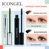 ICONGEL Mascara Set, Black & Brown Dual Shade Volumizing Lengthening Mascara, Long Lasting Smudge Resistant Lash Makeup, Quick Dry Curling Mascara for Natural Fuller Lashes