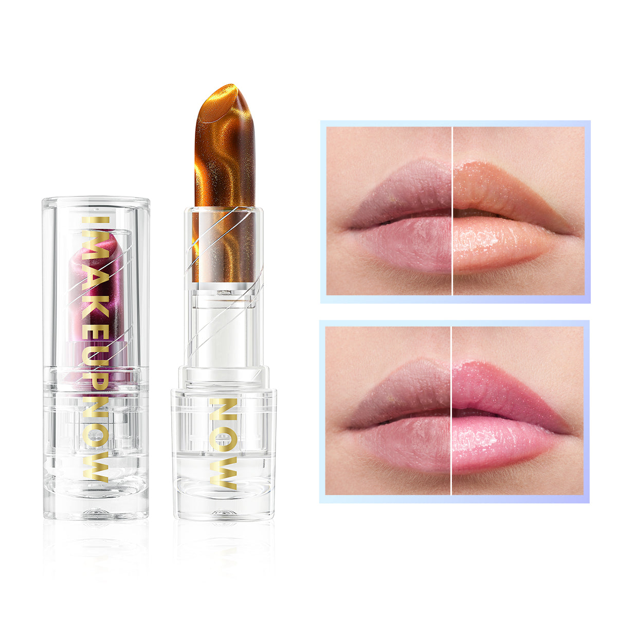 Imakeupnow - Shimmer Lip Balm 2Pcs - Amber+Rose Quartz