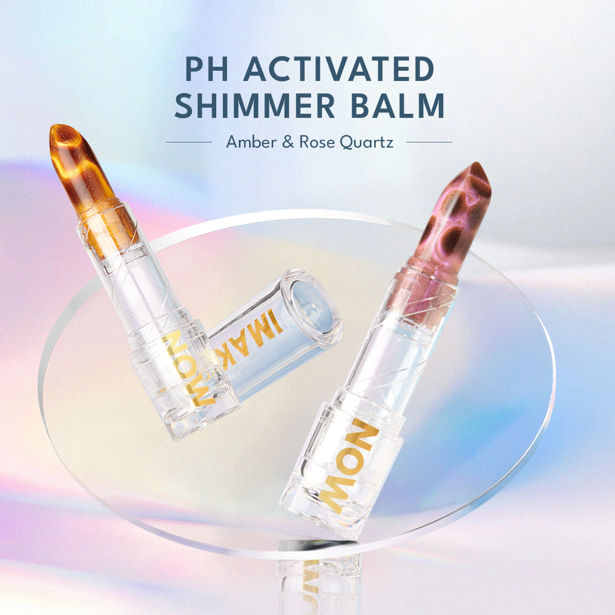 Imakeupnow - Shimmer Lip Balm 2Pcs - Amber+Rose Quartz