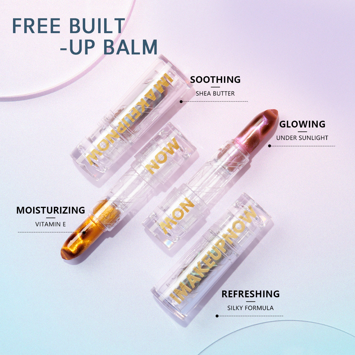 Imakeupnow - Shimmer Lip Balm 2Pcs - Amethyst+Rose Quartz