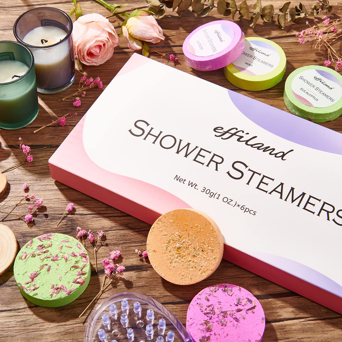 【US ONLY】Effiland Aromatherapy Shower Steamers and Soap Holder Set(6pcs)
