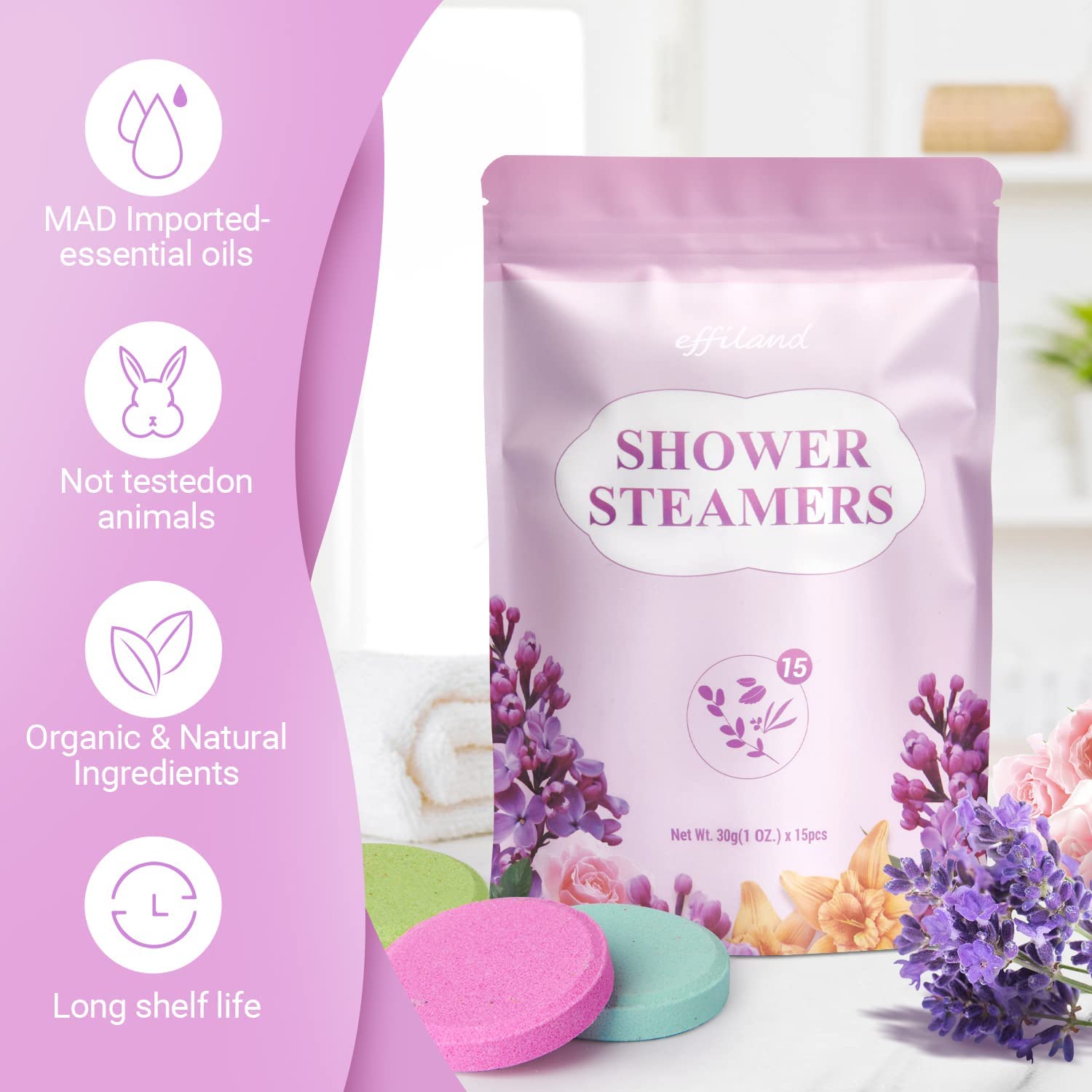 EFFILAND Shower Steamers Aromatherapy-Flower(15pcs)【US ONLY】